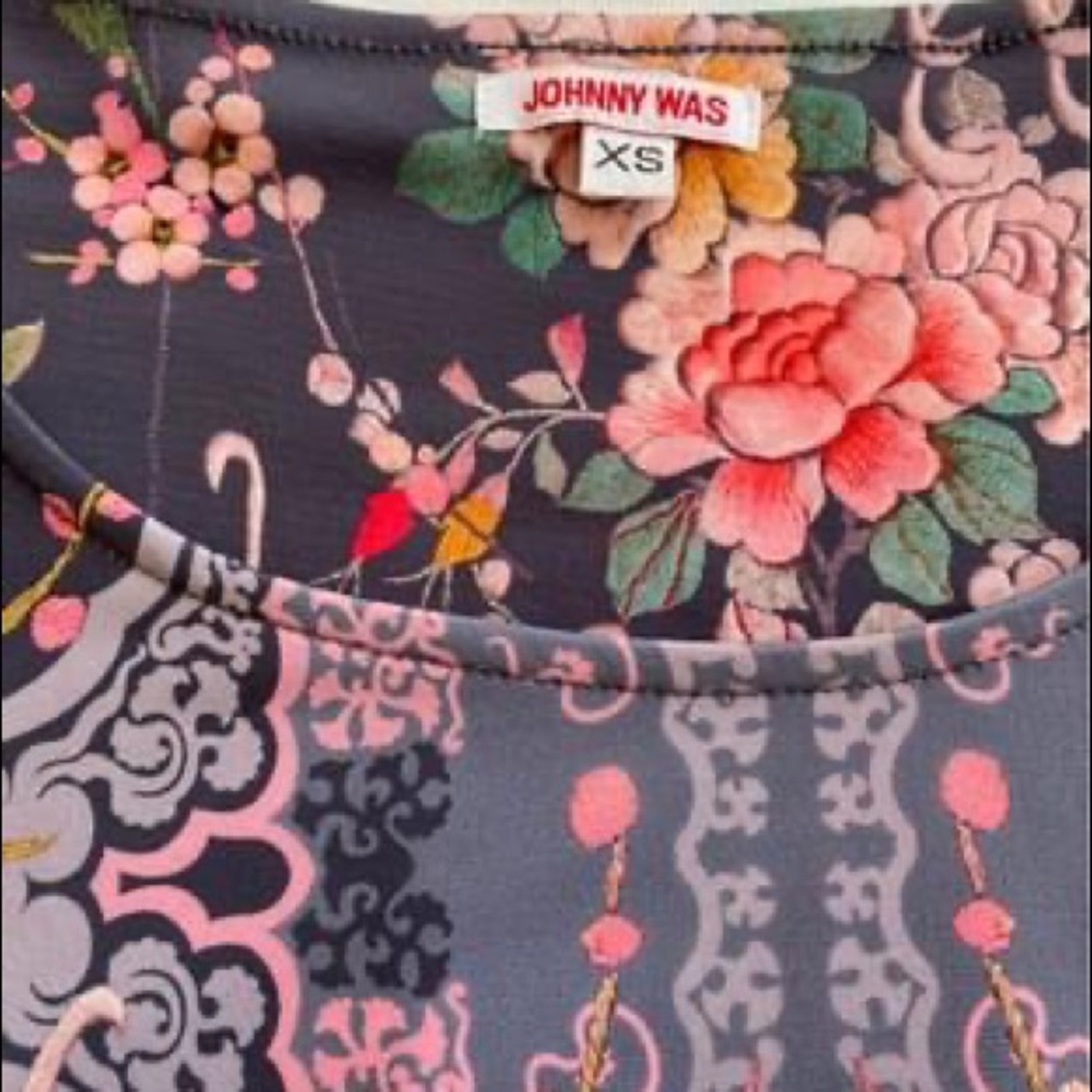 Johnny Was dress mini Anthro gray purple floral - Picture 8 of 10